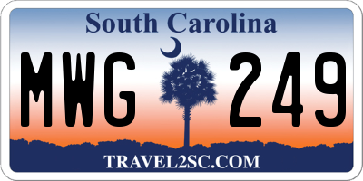 SC license plate MWG249