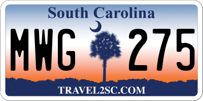 SC license plate MWG275