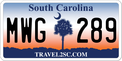 SC license plate MWG289