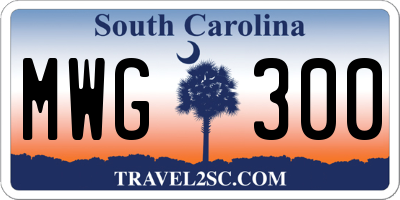 SC license plate MWG300