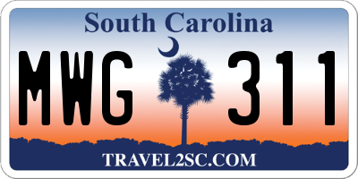 SC license plate MWG311
