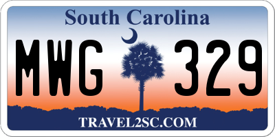 SC license plate MWG329