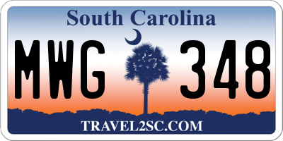 SC license plate MWG348