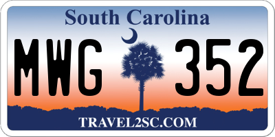 SC license plate MWG352