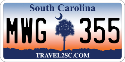 SC license plate MWG355