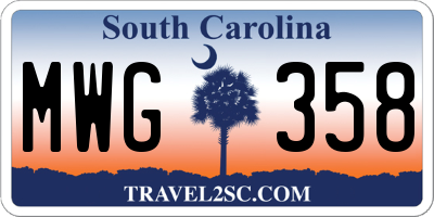 SC license plate MWG358