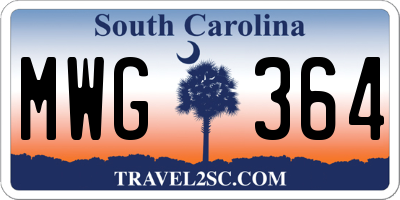 SC license plate MWG364