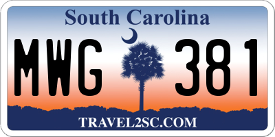 SC license plate MWG381