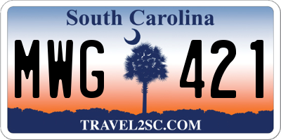SC license plate MWG421