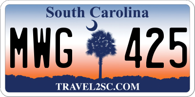 SC license plate MWG425