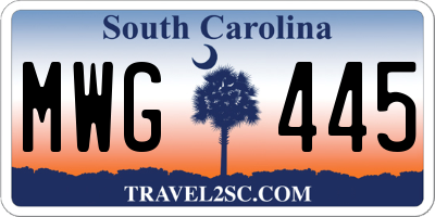 SC license plate MWG445