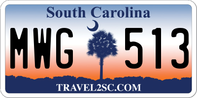 SC license plate MWG513