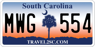 SC license plate MWG554