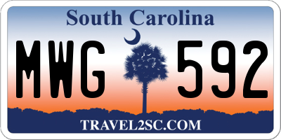 SC license plate MWG592