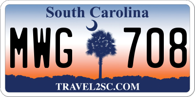 SC license plate MWG708