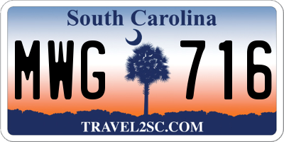 SC license plate MWG716