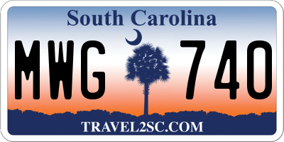 SC license plate MWG740