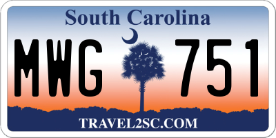 SC license plate MWG751