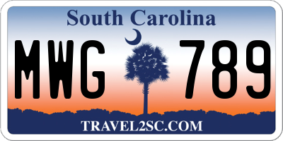SC license plate MWG789