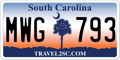 SC license plate MWG793