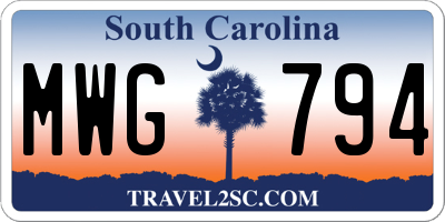 SC license plate MWG794