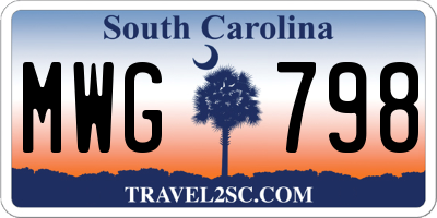 SC license plate MWG798