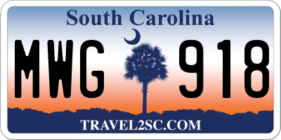 SC license plate MWG918