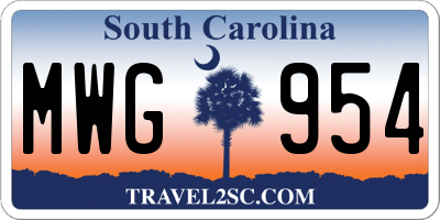 SC license plate MWG954