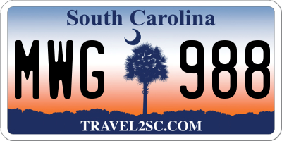 SC license plate MWG988