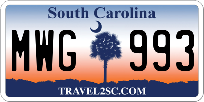SC license plate MWG993