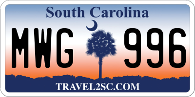 SC license plate MWG996