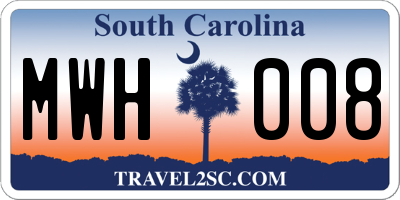 SC license plate MWH008