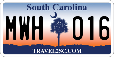 SC license plate MWH016