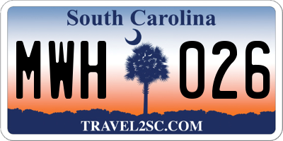 SC license plate MWH026