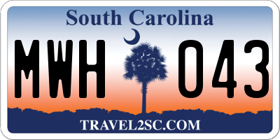 SC license plate MWH043