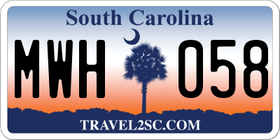 SC license plate MWH058