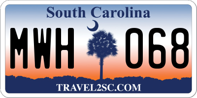 SC license plate MWH068