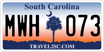 SC license plate MWH073
