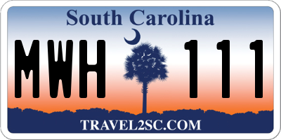 SC license plate MWH111
