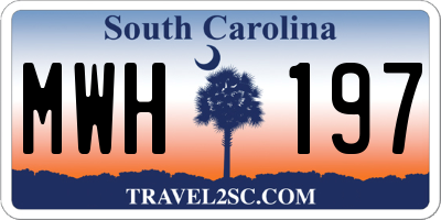 SC license plate MWH197