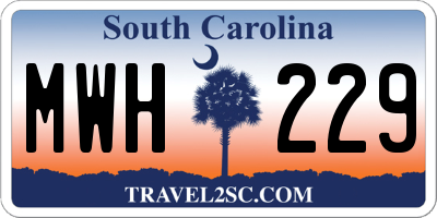 SC license plate MWH229