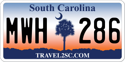 SC license plate MWH286