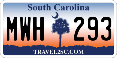 SC license plate MWH293