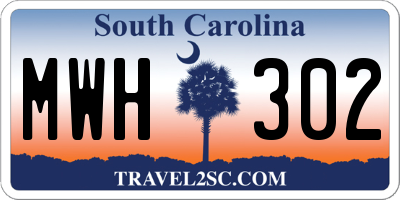 SC license plate MWH302