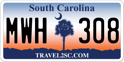 SC license plate MWH308