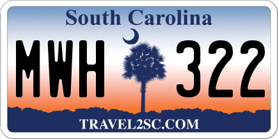 SC license plate MWH322