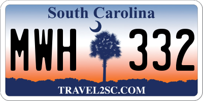 SC license plate MWH332