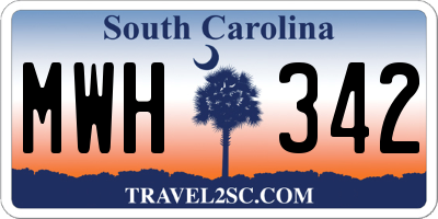 SC license plate MWH342