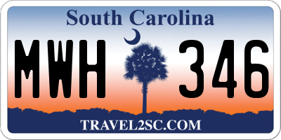 SC license plate MWH346
