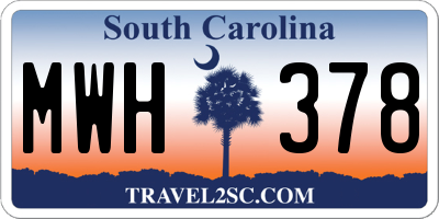 SC license plate MWH378